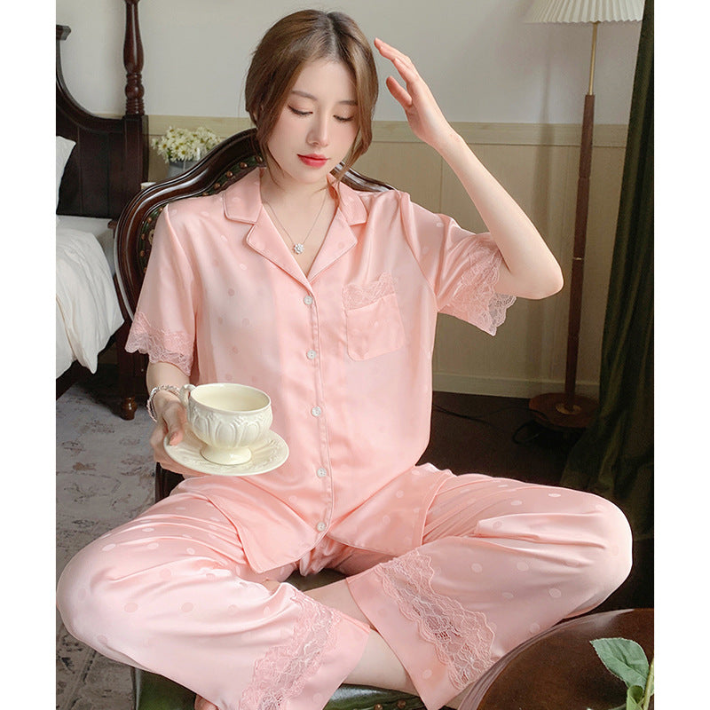 Luxury Ice Silk Pajama set- Light blush pink
