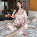 Luxury Ice Silk Pajama set(dusty rose pink)