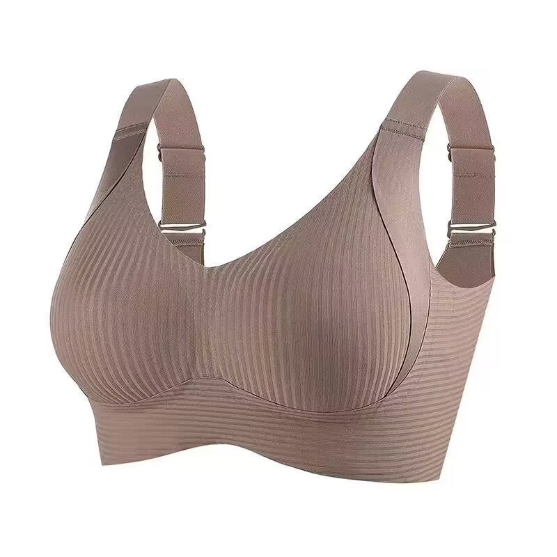 W-Shape Soft-Support Seamless Wireless Bra / Sports Top (Black)